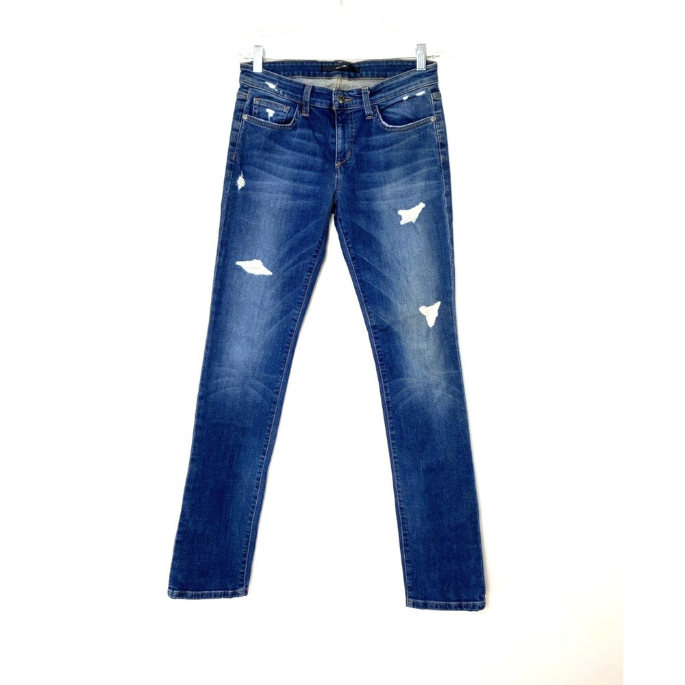 Joe's The Skinny Blue Jeans Size W26 Low Rise Distressed Medium Wash Stretch L34